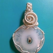 Sterling Silver wire wrapped Solar Quartz pendant