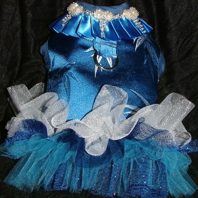 Blue brocade dressy vest/harness