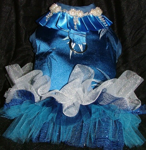 Blue Brocade Dressy Vest/Harness