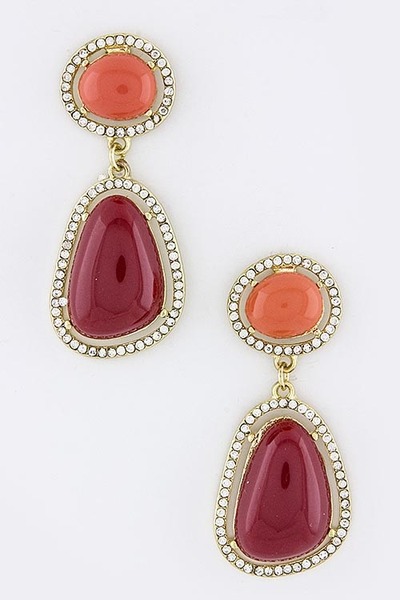 Crystal Trim Stone Earrings