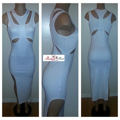 Sexy white cutout maxi dress