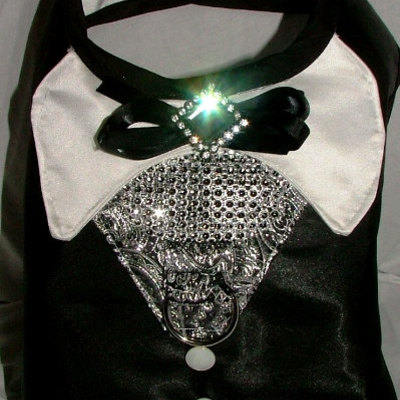 Elegant black tuxedo vest/harness