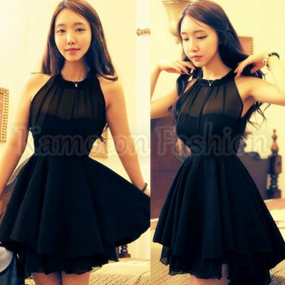 1022 sexy openback sleeveless chiffon party evening short mini dress