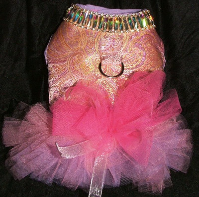 Pink and lavender brocade vest/harness