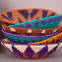 Woven Grass Bowl - Teal & Royal Purple - Thumbnail 1