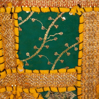 Yellow patchwork tapestry