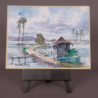 Original watercolor - the rice farmer