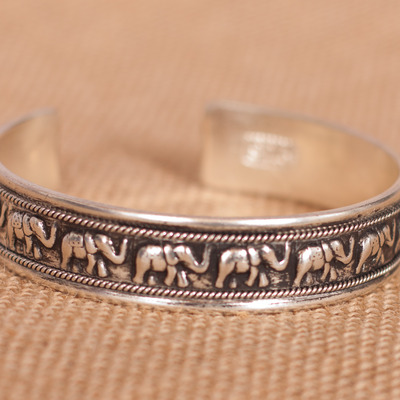 Sterling silver elephant bracelet