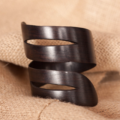 Carved wooden cuff bracelet 