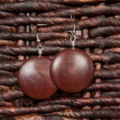 Small circle wooden earrings