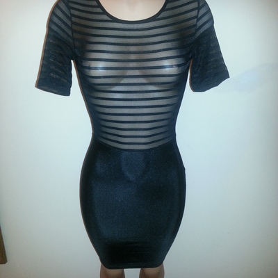 Stripe mesh bodycon dress