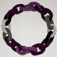 Chain Link Scarf - Light and Dark Purple, Grey, Oatmeal and Black - Thumbnail 1