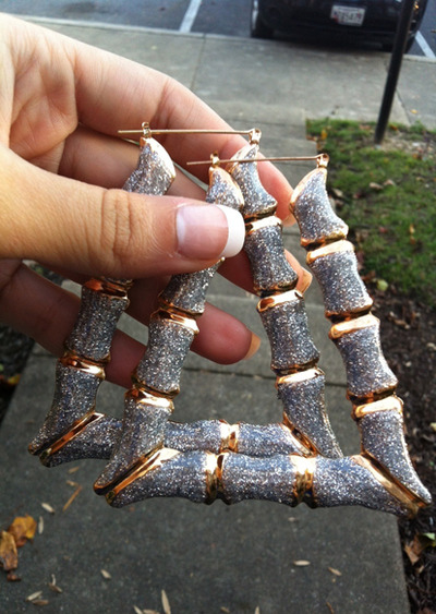 Glitter bamboo earrings