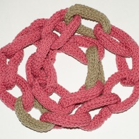 Chain Link Scarf - Pink and Taupe - Thumbnail 2