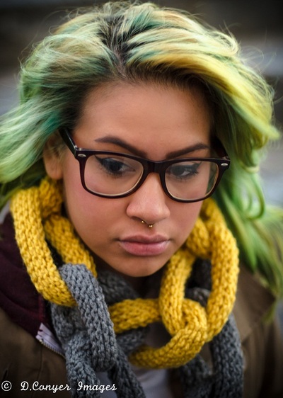 Chain Link Scarf - Color Block Yellow/Gray