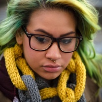 Chain Link Scarf - Color Block Yellow/Gray