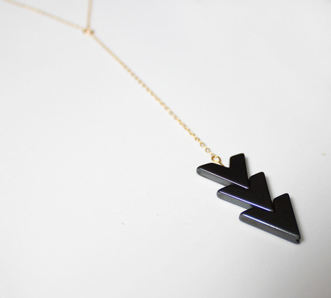 Chevron Hematite Necklace - 14k Gold Filled