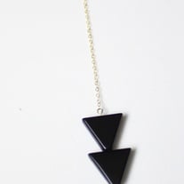 Triangle Necklace (Black) - 14k Gold Filled