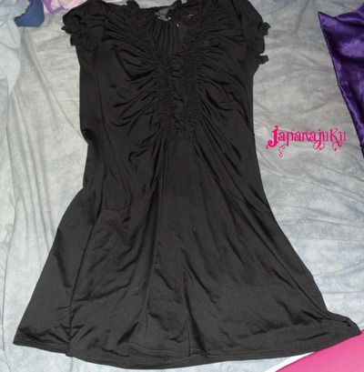 Silky Black Ruffle Top Dress Sz. M