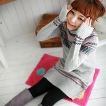 Juniors Grey/Pink Sweater Dress