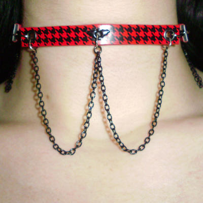 Red & black houndstooth choker - Thumbnail 4