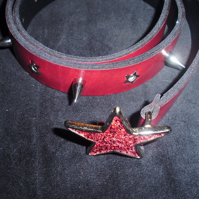 Red star spike belt (choker, bracelet) 