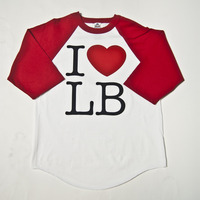 I LOVE LB UNISEX RAGLAN - Thumbnail 1