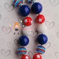 4th of July Patriotic Blue Cupcake Chunky Necklace - Thumbnail 1