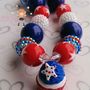 4th of July Patriotic Blue Cupcake Chunky Necklace-2