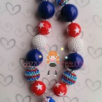 4th of July Patriotic Blue Cupcake Chunky Necklace - Thumbnail 3