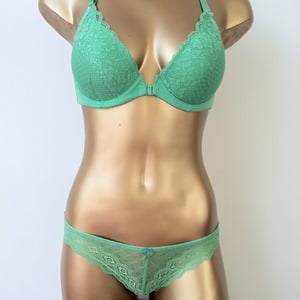 Green Lace Thong - Size S