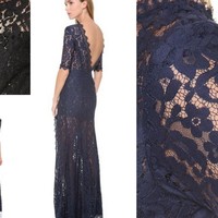 Veronica Black Lace Maxi Dress - Thumbnail 4