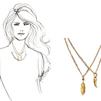 Talon and feather layering necklace set - Thumbnail 2