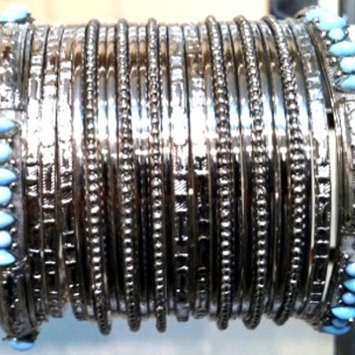 Blue stone bangles