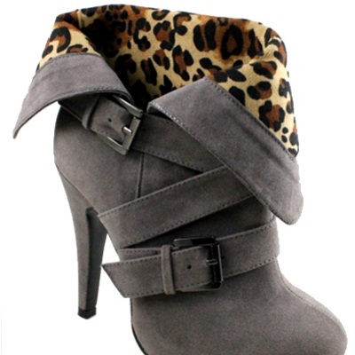 "brandy" high heel bootie-grey