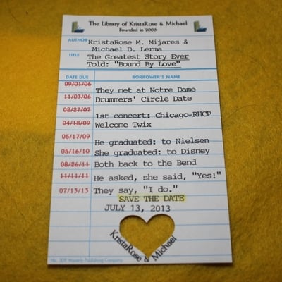 Save the date cards - library theme - two sided (50 cards)