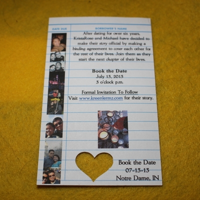 Save the date cards - library theme - one sided with sleeves (50 cards with sleeves)