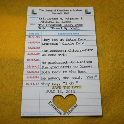 Save the date cards - library theme - one sided with sleeves (50 cards with sleeves)