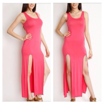 Coral Doub slit maxi