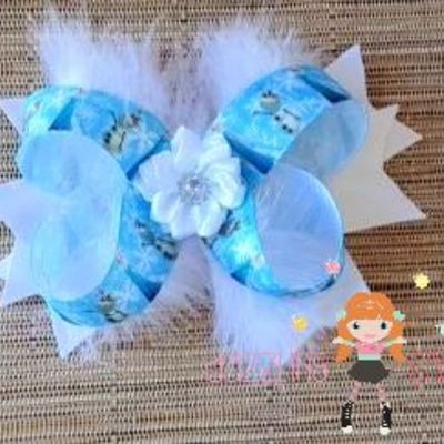 Olaf feather hair bow/boutique bow/hair clip/girls bows