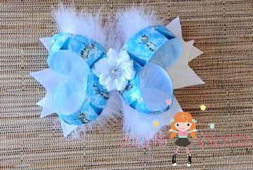 Olaf Feather Hair Bow/Boutique Bow/Hair Clip/Girls Bows