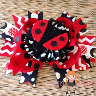 Lady bug hair bow/boutique bow/hair clip/girls bows