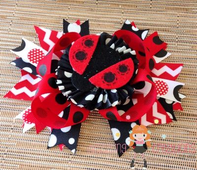 Lady bug hair bow/boutique bow/hair clip/girls bows