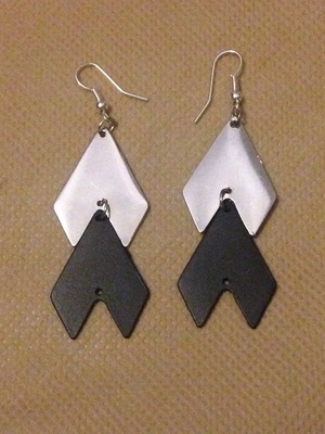 Black and Silver Chevron Earrings