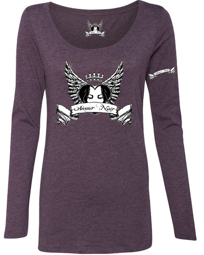  Amour Noir Women's Triblend Scoop Long Sleeve T-Shirt 