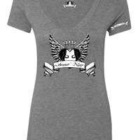  Amour Noir Women's  Triblend Deep V-Neck T-Shirt - Thumbnail 3