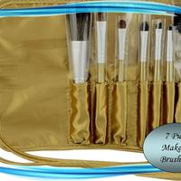 7 Piece Makeup Brush Set w/ Gold Makeup Case - Thumbnail 2