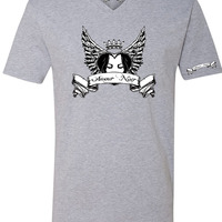 Amour Noir Men's Premium Short Sleeve Fitted V-Neck T-Shirt - Thumbnail 3