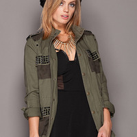 Studded Military Jacket - Thumbnail 1