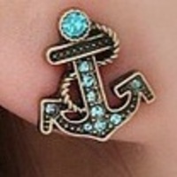 Blue Anchor Stud Earrings - Thumbnail 1